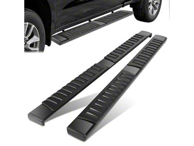 6-Inch Wide Flat Running Boards; Black (19-25 Silverado 1500 Double Cab)