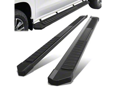 6-Inch Wide Flat Running Boards; Black (19-25 Silverado 1500 Crew Cab)