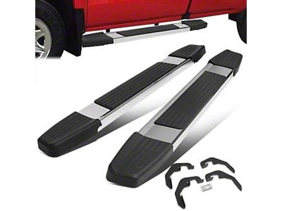 6-Inch Wide Flat Running Boards; Chrome/Black (07-18 Silverado 1500 Regular Cab)