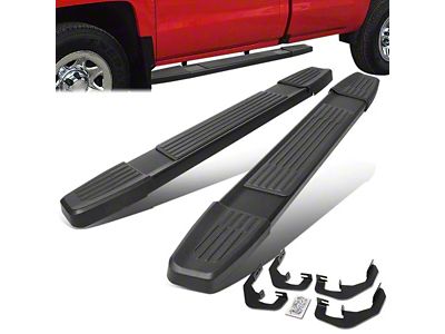 6.25-Inch Running Boards; Black (07-18 Silverado 1500 Regular Cab)