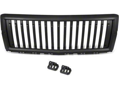 Badgeless Vertical Slat Style Upper Replacement Grille; Black (14-18 Silverado 1500)