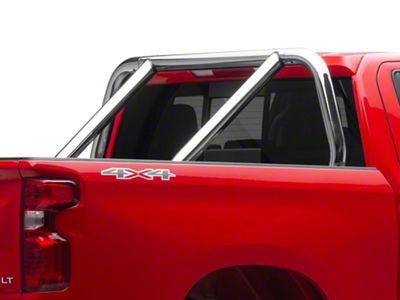 Go Rhino Single Bar/Single Kicker Bed Bar; Chrome (99-18 Silverado 1500 Fleetside)