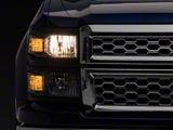 Factory Style V2 Headlights; Matte Black Housing; Clear Lens (14-15 Silverado 1500)