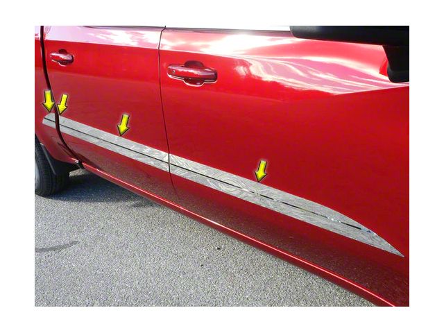 Body Molding Insert Trim; Stainless Steel (19-24 Silverado 1500 Crew Cab w/ 6.50-Foot Standard Box)