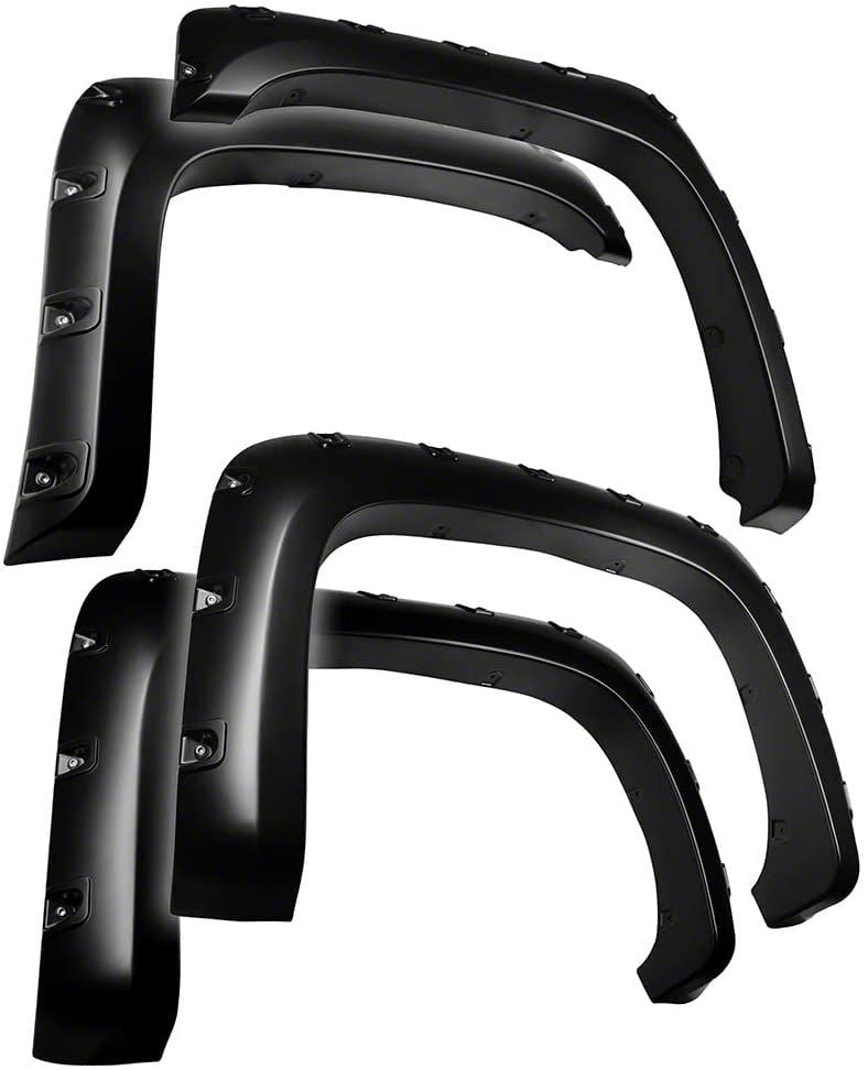 Silverado 1500 Bolt-Riveted Style Fender Flares; Smooth Matte Black (07 ...