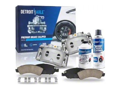 Brake Calipers with Ceramic Brake Pads, Brake Fluid and Cleaner; Front (07-18 Silverado 1500)