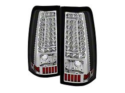 C-Shape LED Tail Lights; Chrome Housing; Clear Lens (03-06 Silverado 1500 Fleetside)