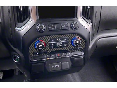 Center Dash Climate Control Accent Trim; Raw Carbon Fiber (19-24 Silverado 1500)