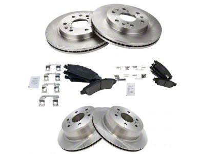 Ceramic 6-Lug Brake Rotor and Pad Kit; Front and Rear (14-18 Silverado 1500)