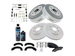 Ceramic 6-Lug Brake Rotor, Pad, Shoe, Drum, Brake Fluid and Cleaner Kit; Front and Rear (09-13 Silverado 1500 w/ Rear Drum Brakes)