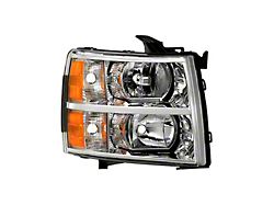 Crystal Headlight; Chrome Housing; Clear Lens; Passenger Side (07-13 Silverado 1500)