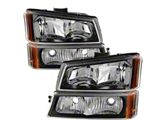 Crystal Headlights with Bumper Lights; Black Housing; Clear Lens (03-06 Silverado 1500)