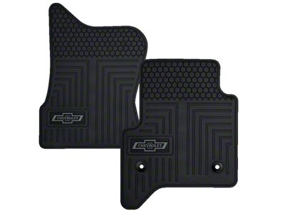 Custom Fit Front Floor Mats with Bowtie Logo; Black (14-18 Silverado 1500)