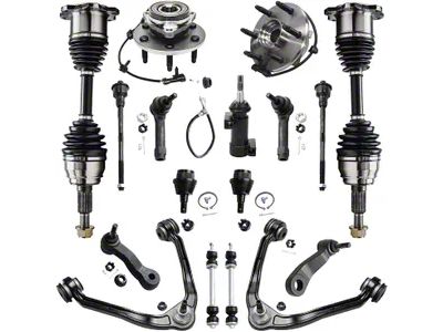 Front CV Axles with Front Upper Control Arms, Ball Joints, Sway Bar Links, Tie Rods, Idler Arm and Pitman Arm (99-06 4WD Silverado 1500)