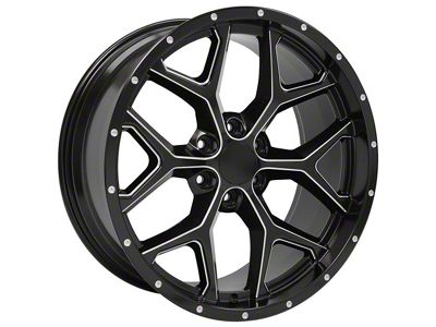 CV98 Satin Black Milled 6-Lug Wheel; 22x9.5; 24mm Offset (19-24 Silverado 1500)