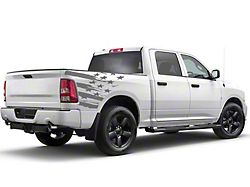 Distressed US Flag Bed Decal; Gray (07-24 Silverado 1500)