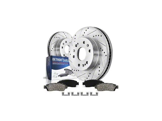 Drilled and Slotted 6-Lug Brake Rotor and Pad Kit; Front (05-06 Silverado 1500 w/ Rear Drum Brakes; 07-18 Silverado 1500)