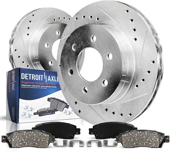 Silverado 1500 Drilled and Slotted 6-Lug Brake Rotor and Pad Kit; Front