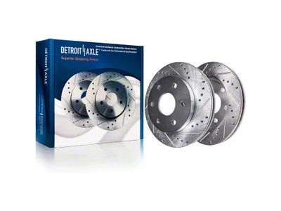 Drilled and Slotted 6-Lug Rotors; Rear Pair (99-06 Silverado 1500 w/ Single Piston Rear Calipers)