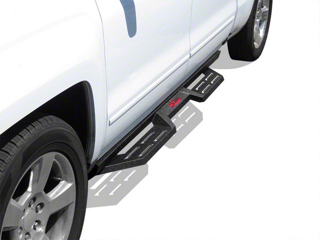 Drop Down Style Nerf Side Step Bars; Matte Black (07-18 Silverado 1500 Crew Cab)