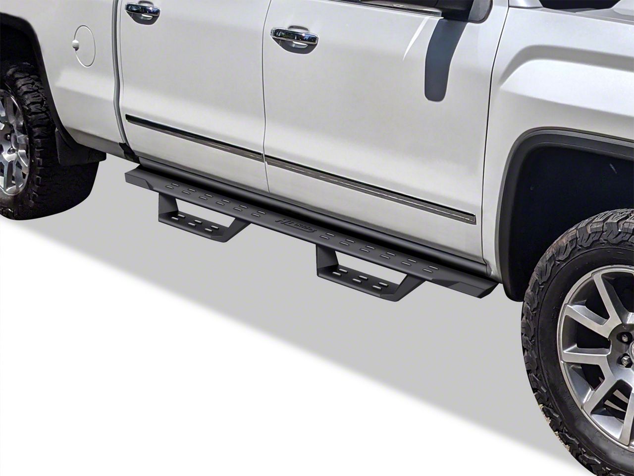 Silverado 1500 Drop Down Style Nerf Side Step Bars; Matte Black (07-18 ...