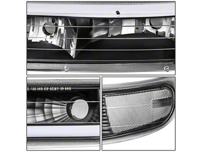 Dual C-Bar LED DRL Headlights with Clear Corners; Black Housing; Clear Lens (99-02 Silverado 1500)