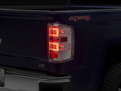 Dual C-Bar LED Tail Lights; Chrome Housing; Clear Lens (14-18 Silverado 1500 w/ Factory Halogen Tail Lights)