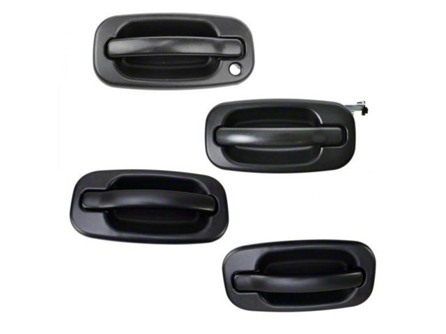 Exterior Door Handles; Front and Rear; Textured Black (04-06 Silverado 1500 Crew Cab)