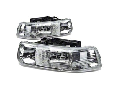 Factory Style Headlights; Chrome Housing; Clear Lens (99-02 Silverado 1500)