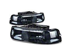 Factory Style Headlights; Chrome Housing; Smoked Lens (99-02 Silverado 1500)