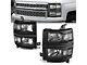 Factory Style Headlights with Clear Corners; Black Housing; Clear Lens (14-15 Silverado 1500)