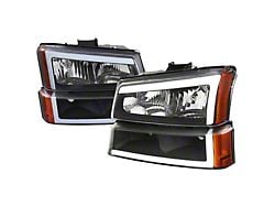 Factory Style LED Bar Headlights; Matte Black Housing; Clear Lens (03-06 Silverado 1500)