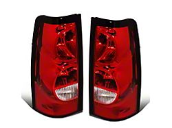 Factory Style Tail Lights; Chrome Housing; Red Lens (03-06 Silverado 1500 Fleetside)