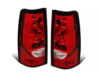 Factory Style Tail Lights; Chrome Housing; Red Lens (03-06 Silverado 1500 Fleetside)