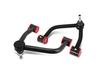 Front Upper Control Arms for 2 to 4-Inch Lift; Black/Red (19-25 Silverado 1500)