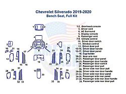 Full Dash Trim Kit; Real Carbon Fiber Finish (19-20 Silverado 1500 w/ Bench Seat)