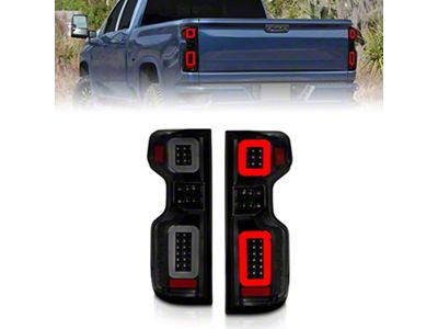 Full LED Tail Lights with Sequential Turn Signal; Black Housing; Smoked Lens (19-23 Silverado 1500 w/ Factory LED Tail Lights)