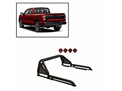 Gladiator Roll Bar with 7-Inch Red Round LED Lights; Black (01-25 Silverado 1500)