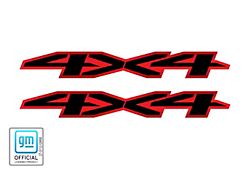 GM 4x4 Decal; Black Fill with Red Gradient (19-24 Silverado 1500)