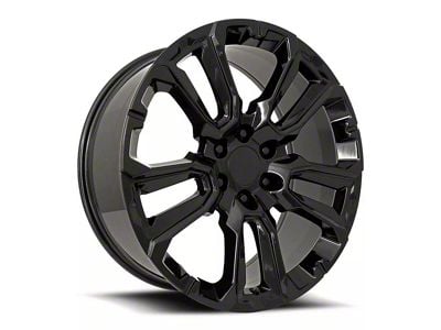 GM Split 5-Spoke Replica Gloss Black 6-Lug Wheel; 22x9; 28mm Offset (19-25 Silverado 1500)