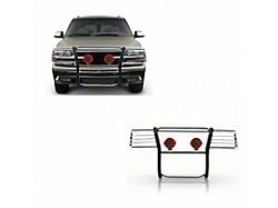 Grille Guard with 7-Inch Red Round LED Lights; Stainless Steel (99-02 Silverado 1500)