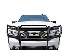 Grille Guard with 7-Inch Round LED Lights; Black (19-21 Silverado 1500, Excluding Diesel; 2022 Silverado 1500 LTD, Excluding Diesel)