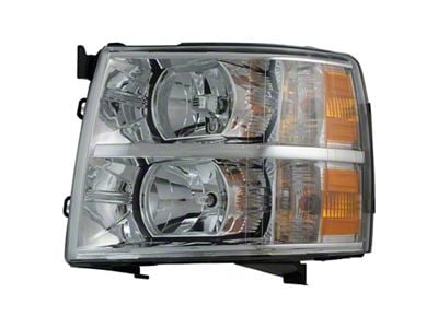 Headlight; Chrome Housing; Clear Lens; Driver Side (07-13 Silverado 1500)