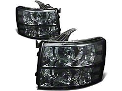 Headlights with Clear Corner Lights; Smoked Housing; Clear Lens (07-13 Silverado 1500)