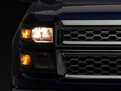 Headlights with Amber Corner Lights; Black Housing; Clear Lens (14-15 Silverado 1500)