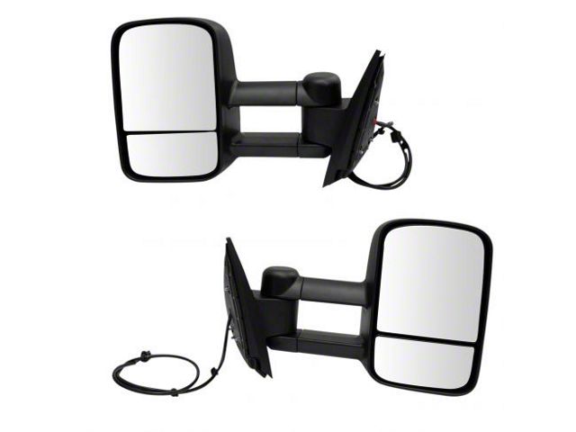 Heated Manual Towing Mirrors; Textured Black (07-13 Silverado 1500)