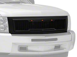 Impulse Upper Replacement Grille with Amber LED Lights; Matte Black (07-13 Silverado 1500)