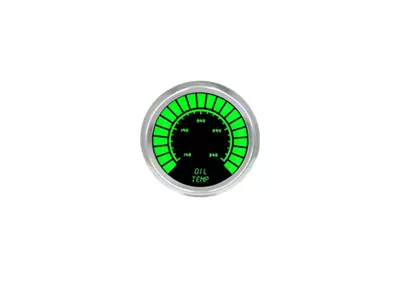 LED Analog Bargraph Oil Temperature Gauge; 2-1/16-Inch; Green; 140-340 Degrees (Universal; Some Adaptation May Be Required)