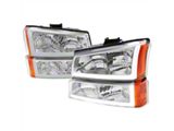 LED Bar Factory Style Headlights; Chrome Housing; Clear Lens (03-06 Silverado 1500)