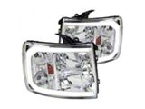 LED C-Bar Factory Style Headlights; Chrome Housing; Clear Lens (07-13 Silverado 1500)